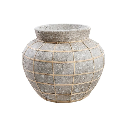 Vase décoratif en pierre - Pour intérieur et extérieur - Métal et pierre - 30 x 30 x 25